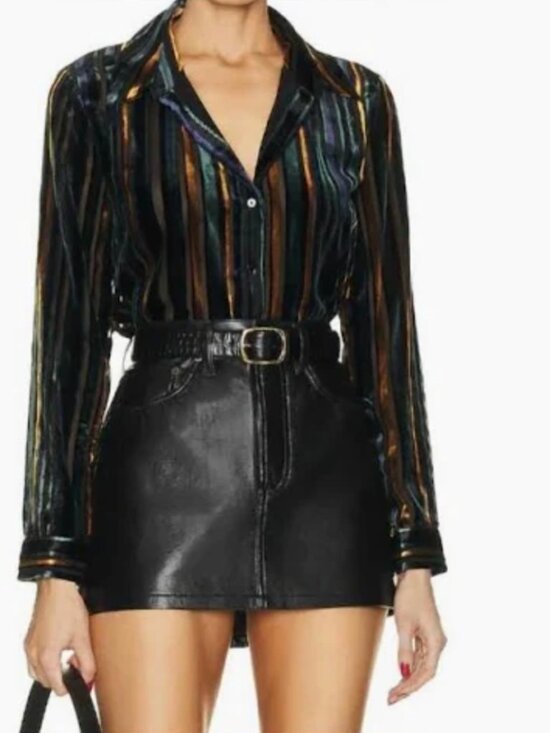 L'AGENCE Tops - L’AGENCE Size Medium Velvet Striped Button-Up Blouse